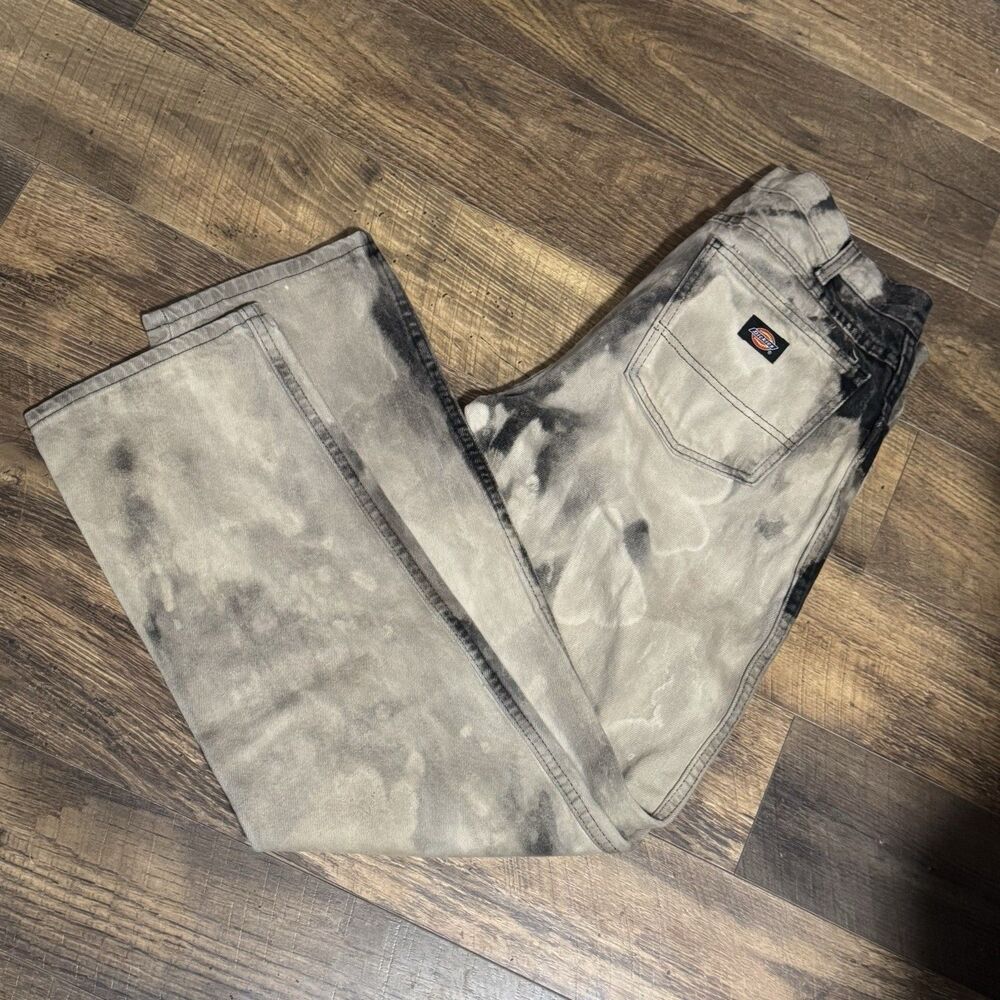 Dickies Grunge Bleach-Wash Black Jeans Trash Street Wear Men’s 32x32 (30x29)